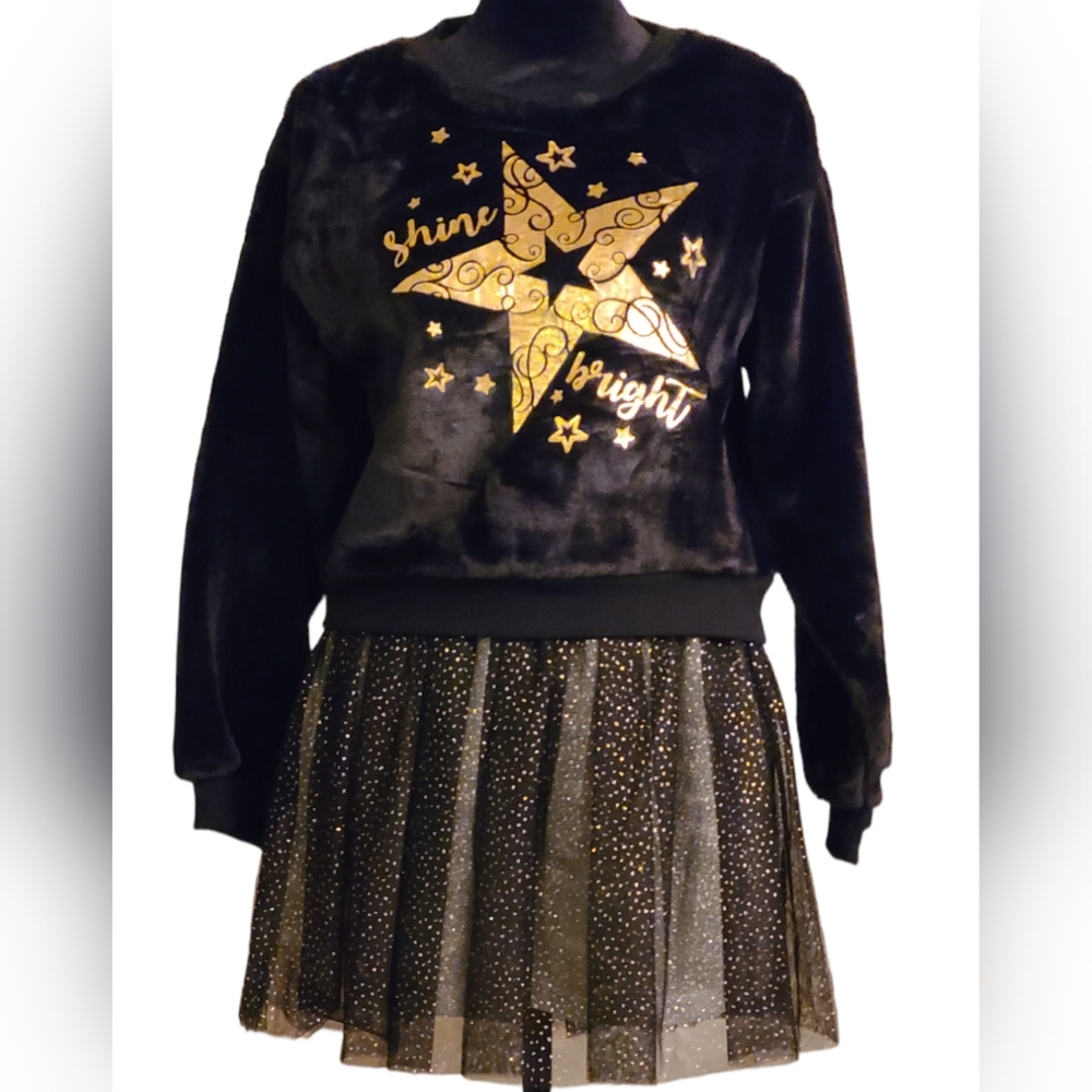 NWT Beautees size XL Black 2piece top & skort